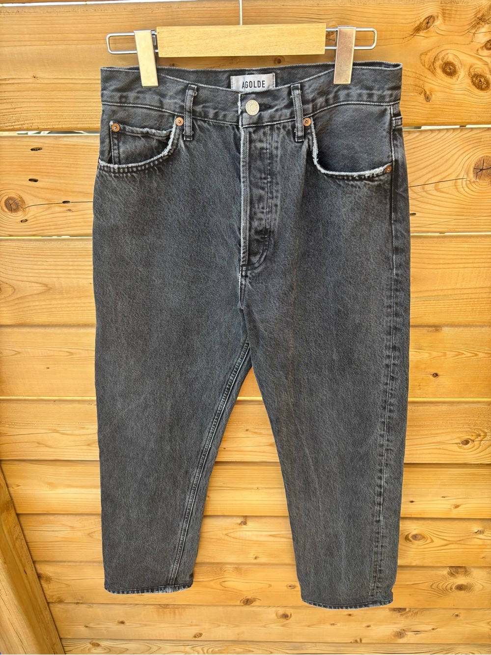 Agolde Women's Washed Black Relaxed Straight Jeans